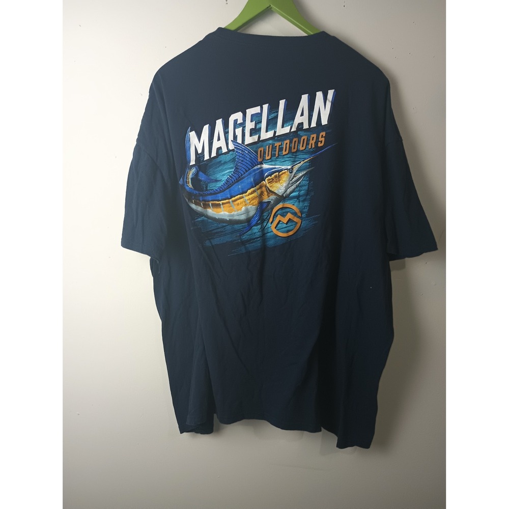 Magellan Outdoors Mens 3XL Navy Blue Marlin Fishing Graphic T-Shirt Classic Fit